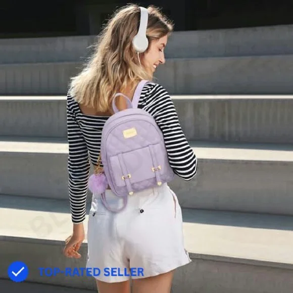 Quilted Mini Backpack, Vegan Leather Convertible Shoulder Bag, Trendy Daypack Amazon.com: KKXIU Girls Small Backpack Purse Vegan Leather  main image 4